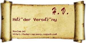Héder Versény névjegykártya
